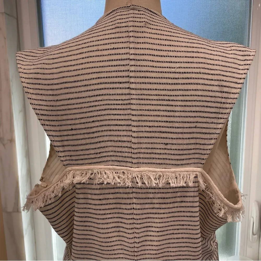Mirth Biarritz 100% Cotton Ivory/Black Striped Dress Sz-L